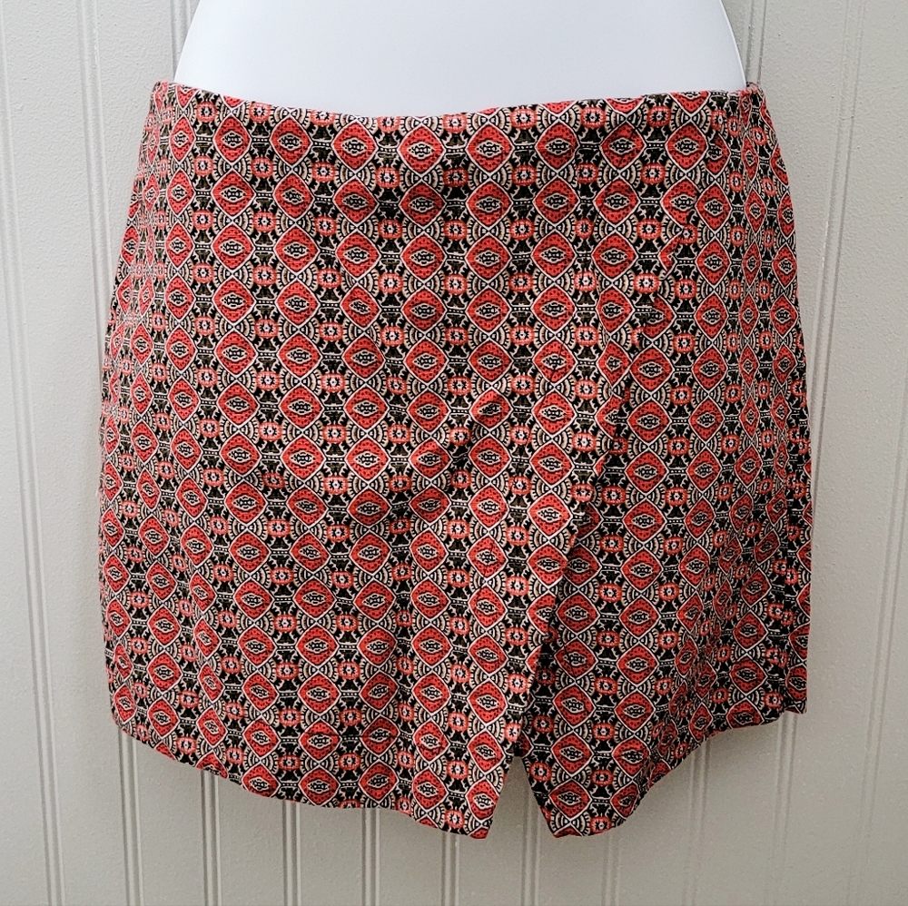 Hollister Red and Black Patterned Mini Skirt